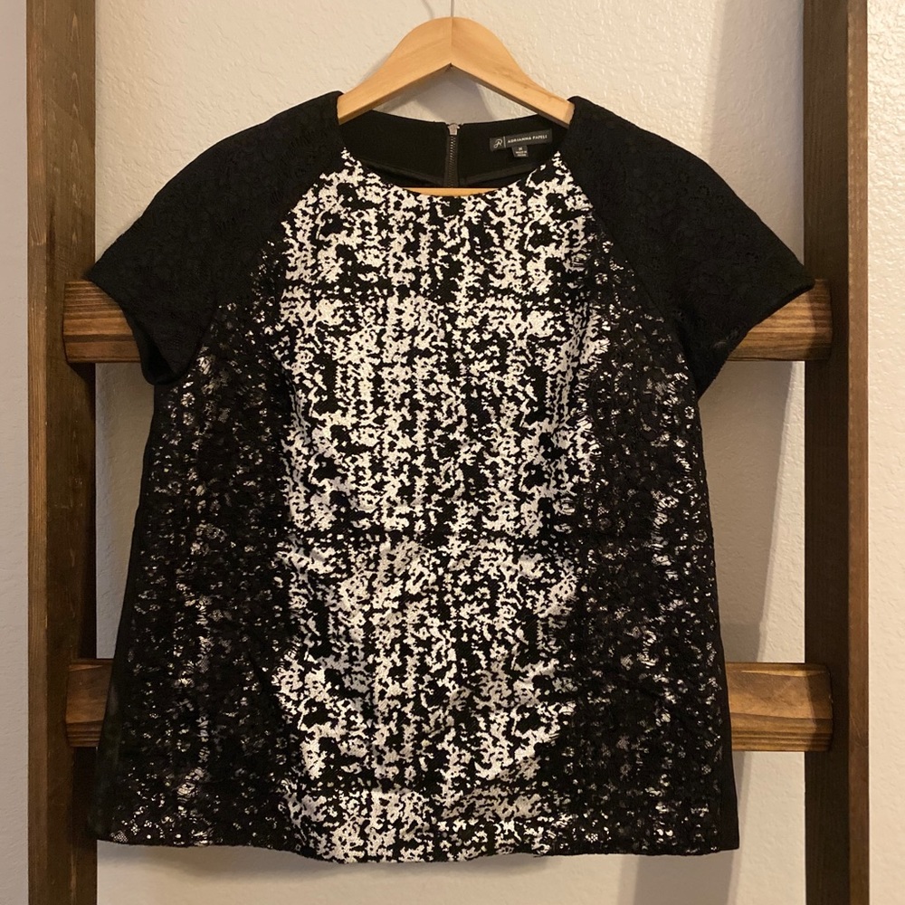 Andriana Papell Top Blouse Size Medium Black
